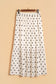 White Polka Dot Ruffled Slit Maxi Skirt