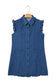 Sail Blue Ruffled Edge Collared Shift Denim Dress with Pockets