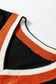 Black Contrast Striped Trim V Neck Varsity Sweater