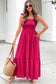 Red Plaid Square Neck Fit-and-flared Vacation Sundress