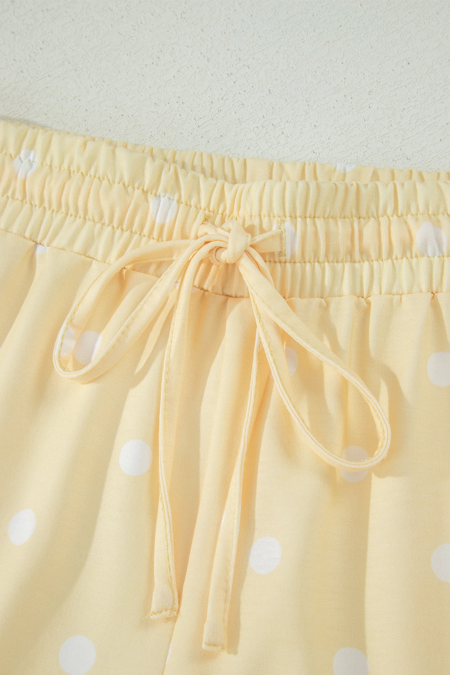 Black Exposed Seam Detail Polka Dot Loose Tee Drawstring Shorts Set