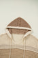 Parchment Colorblock Hollowed Knit Plus Size Hooded Jumper Sweater