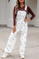Jet Stream Polka Dot Print Bib Pocket Denim Barrel Overalls Jumpsuit