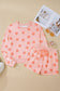 Sky Blue Polka Dot Print Drop Shoulder Pullover Drawstring Shorts Set