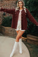 Red Sandalwood Ribbed Knit Buttons Front Flap Pocket Casual Shacket