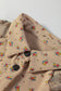 Oatmeal Boho Floral Plaid Patchwork Distressed Detail Ruffled Sleeve Waffle Knit Shacket