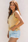 Tan Metallic Sheen Edge Scoop Neck Tank Top