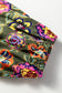 Green Plus Size Floral Print Collared V Neck Loose Mini Dress