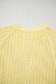Yellow Cream Hollow-out Crochet Side Tied Short Sleeve Sweater