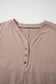 Khaki Stripe Buttoned V Neck High Low Side Slit T Shirt