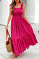 Red Plaid Square Neck Fit-and-flared Vacation Sundress