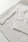 White Mix Texture Patchwork Contrast Stitch Mock Neck Sweater