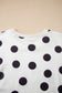 Sky Blue Polka Dot Print Drop Shoulder Pullover Drawstring Shorts Set