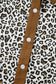 Khaki Plus Size Buttoned Contrast Trim Puff Sleeve Leopard Print Blouse
