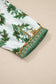 Green Plus Size Floral Printed Contrast Patchwork Detail Tassel Tie 3/4 Sleeve Blouse