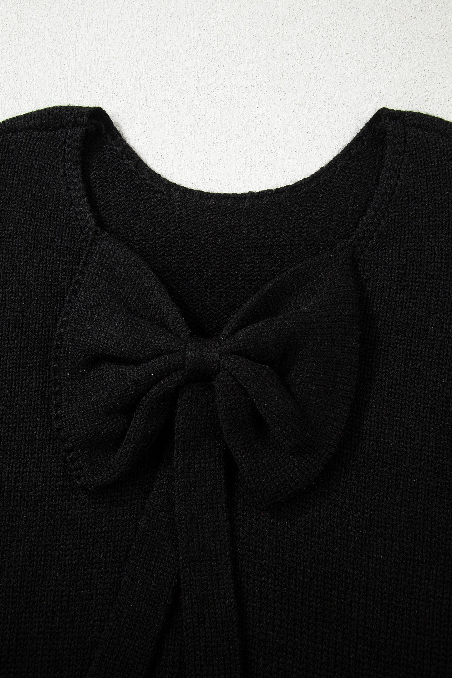 Bright Green Festive Bow Backless Bubble Sleeve Sweater