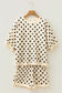 Sky Blue Polka Dot Oversized Top Drawstring Short Set