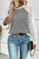 Black Stripe Textured Knit Contrast Hollowed Lace Patchwork Long Sleeve Top