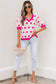 Rose Red Polka Dot Puff Short Sleeve Sweater Top