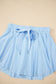 Sky Blue Drawstring High Waist Lined Tennis Skorts