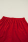 Fiery Red Contrast Trim Ribbon Bow Short Silky 2pcs Pajama Set