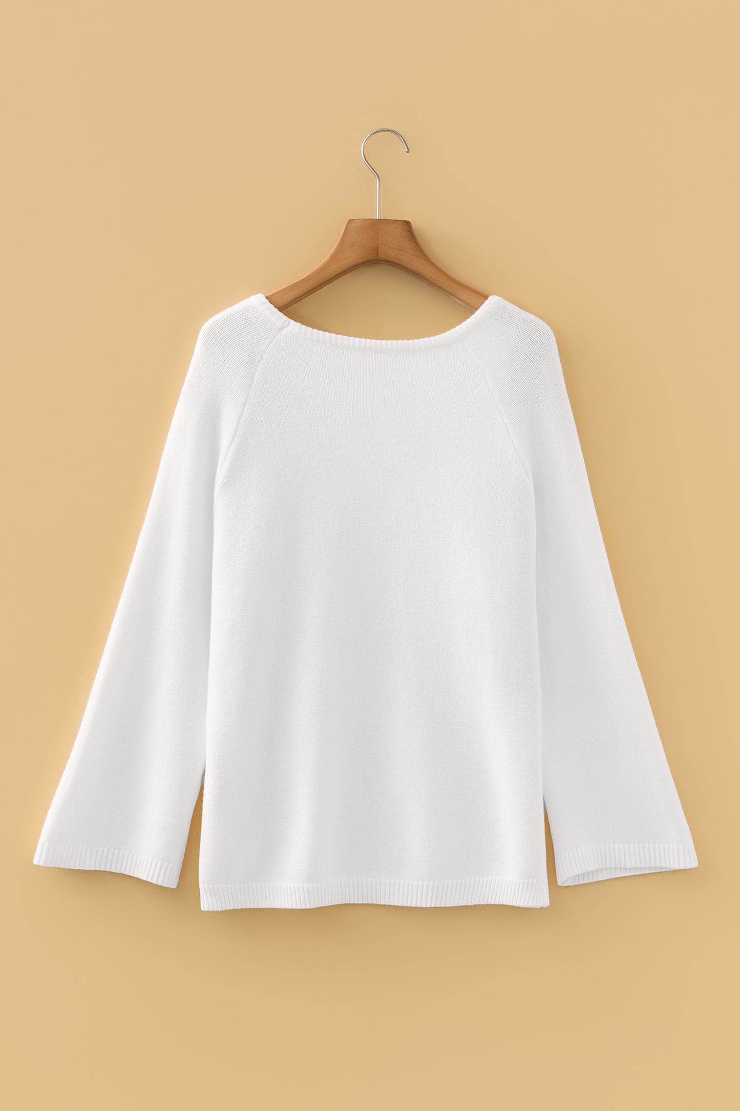 Sky Blue Solid Color Knit Loose Bracelet Sleeve Dolman Sweater