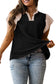 Fushia Plus Size Contrast Frilled Neckline Ruffled Short Sleeve Ribbed Textured Blouse
