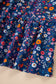 Blue Wild Daisy Floral Split Neck Short Puff Sleeve Mini Dress
