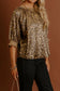 Gold Half Sleeve Metallic Leopard Print Blouse