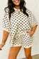 Sky Blue Polka Dot Oversized Top Drawstring Short Set