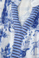Blue Wild Animal Paradise Striped Detail V Neck Blouse