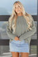 Parchment Twist Ribbed Exposed Seam Detail Long Sleeve Loose Top