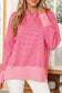 Rose Stripe Thumbhole Side Slits Drop Shoulder Loose Fit Hoodie