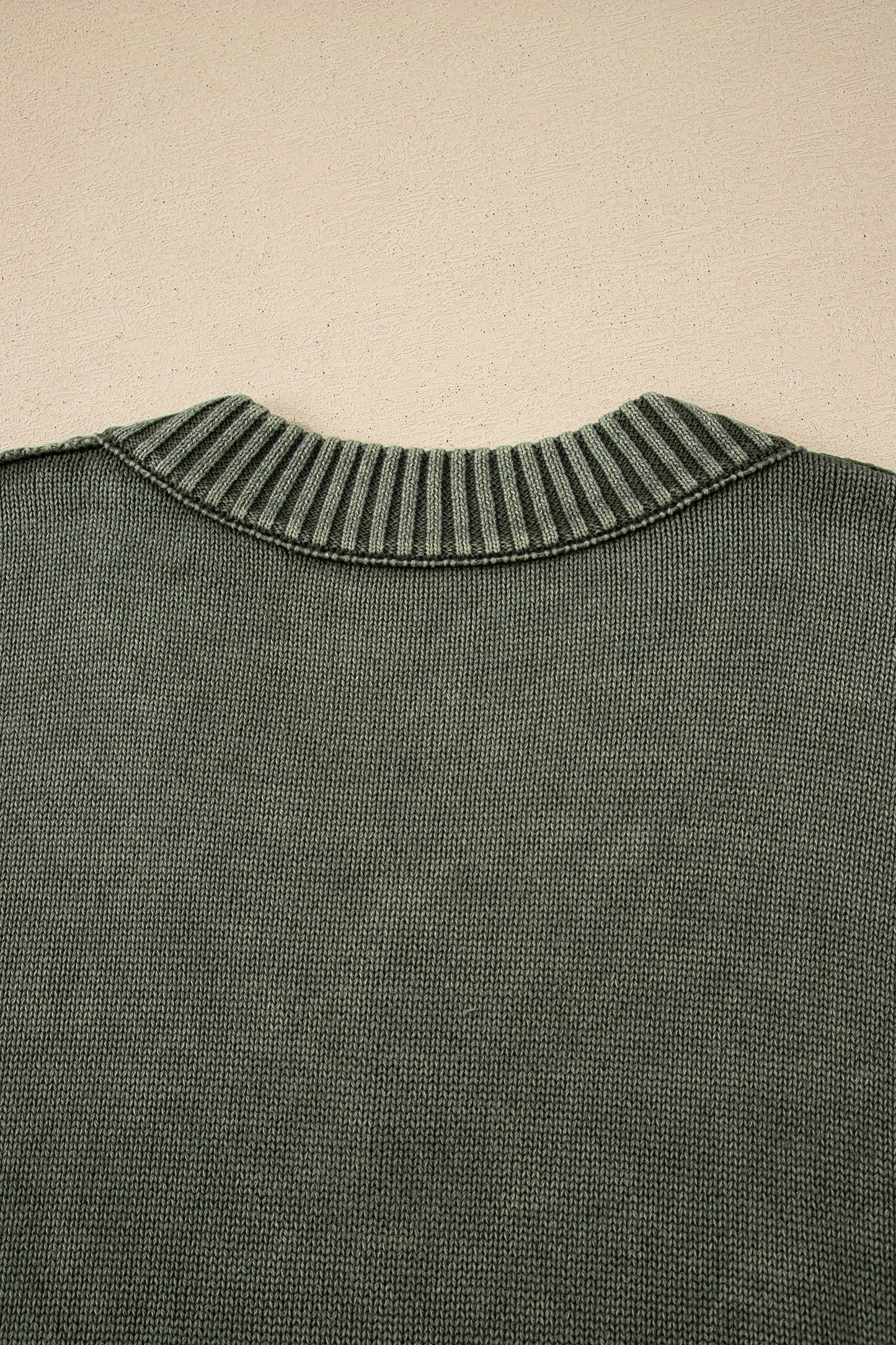 Black Mineral Wash V Neck Knit Exposed Seam Drop Shoulder Loose Sweater