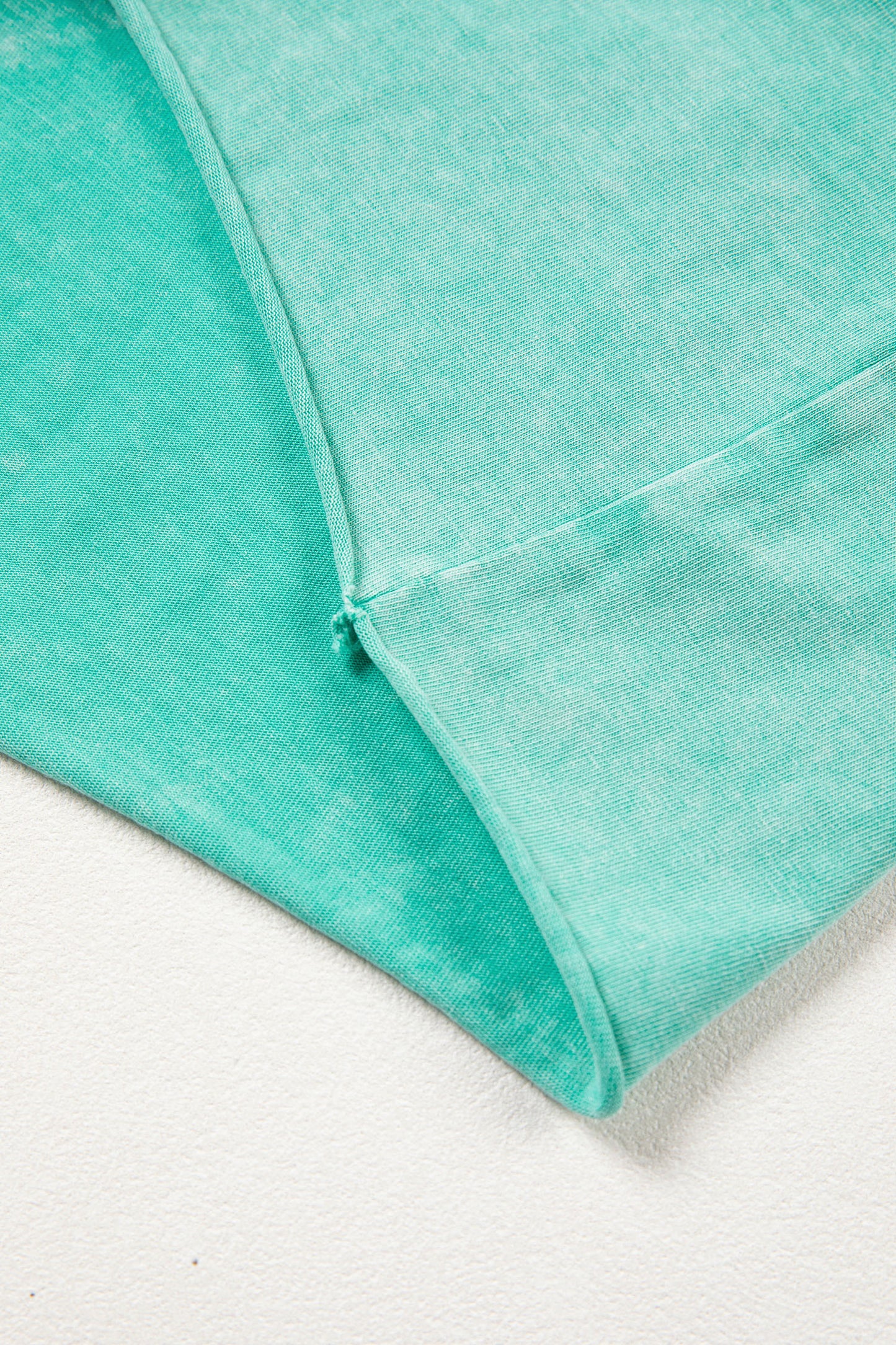 Sky Blue Mineral Washed Drawstring Elastic Waist Raw Cut Shorts