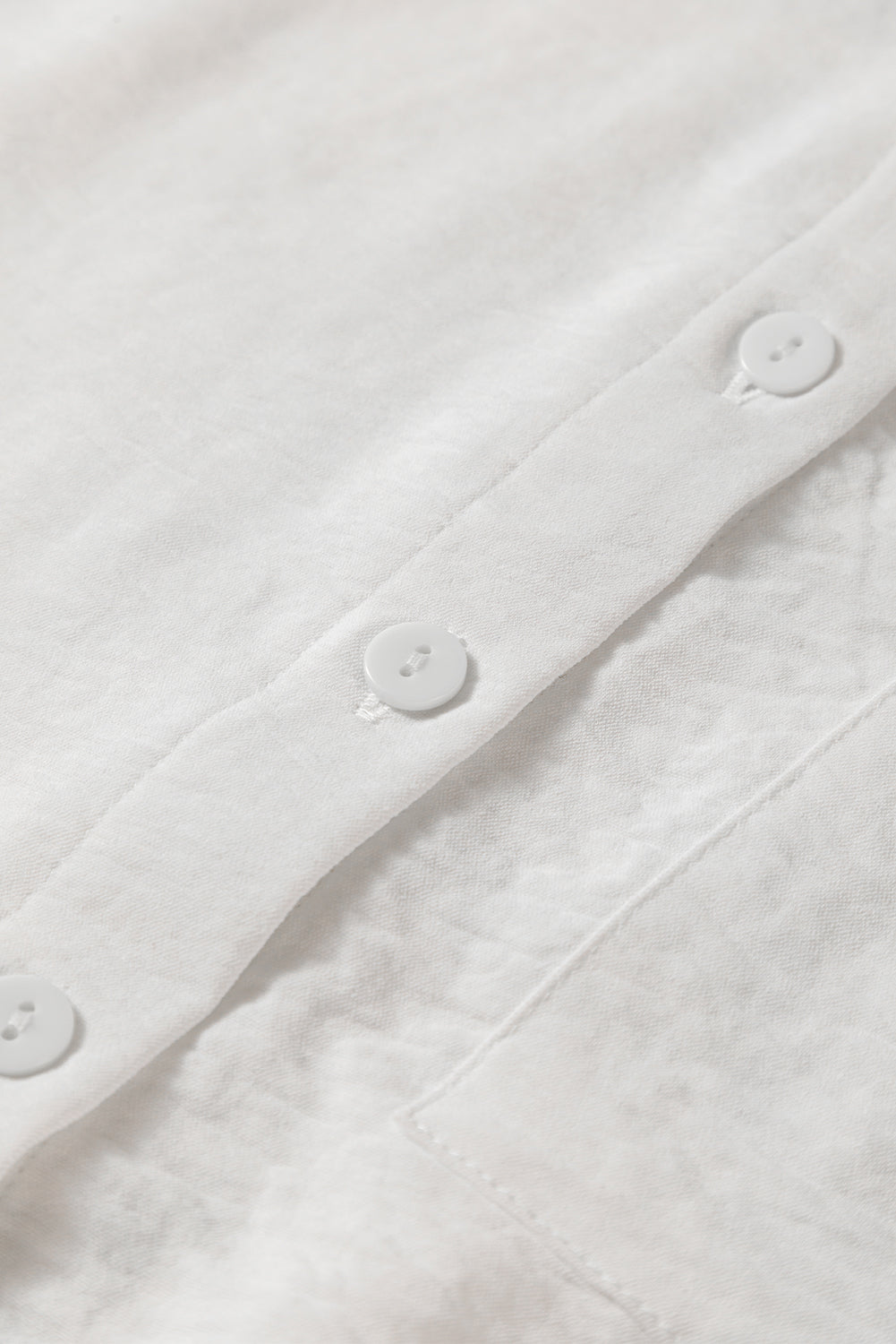 White Pure Color Patch Pocket Shirt