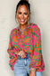 Gray Morn Floral Print Batwing Sleeve Buttoned Loose Fit Shirt