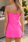 Pink Solid Color Tunic Tank Dress Athletic Shorts Two Piece Set