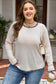 Parchment Ribbed Contrast Leopard Edge Round Neck Plus Knit Top