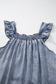 Ashleigh Blue Ruffled Shirred Neckline Sleeveless Denim Tank Top