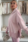 Purple Stripe Thumbhole Side Slits Drop Shoulder Loose Fit Hoodie