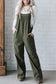 Real Teal Button Adjustable Straps Solid Color Corduroy Jumpsuit