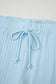 Beau Blue Ribbed Button V Neck Tank Top and Shorts Set