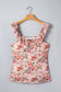 Multicolour Retro Floral Ruffle Trim Square Neck Tank Top