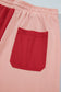 Beau Blue Raw Seam Colorblock Wide Leg Ankle Length Casual Pants