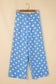 Sky Blue Polka Dot Print Patched Pocket Mid-rise Straight Leg Pants