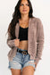 Dark Brown Mineral Wash Exposed Seam Patchwork Knit Open Sweater Cardigan
