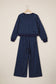 Brown Polka Dot Drawstring Wide Leg Long Sleeve Top Pant Set