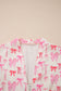 Pink Full Zip Cinched Waist Sleeveless Bow Mini Dress