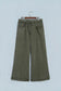 Jungle Green Mineral Wash Seam Detail Flare Leg Drawstring Pants